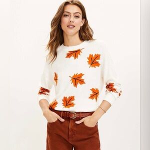 LOFT Fall leaves sweater- size small